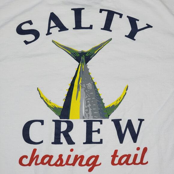 Salty Crew LS White Unisex Fishing Tee "Chasing Tail" - Size Large - Picture 2 of 8